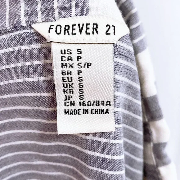 Light Grey Striped Blouse Shirt Thin Collared - Picture 10 of 10